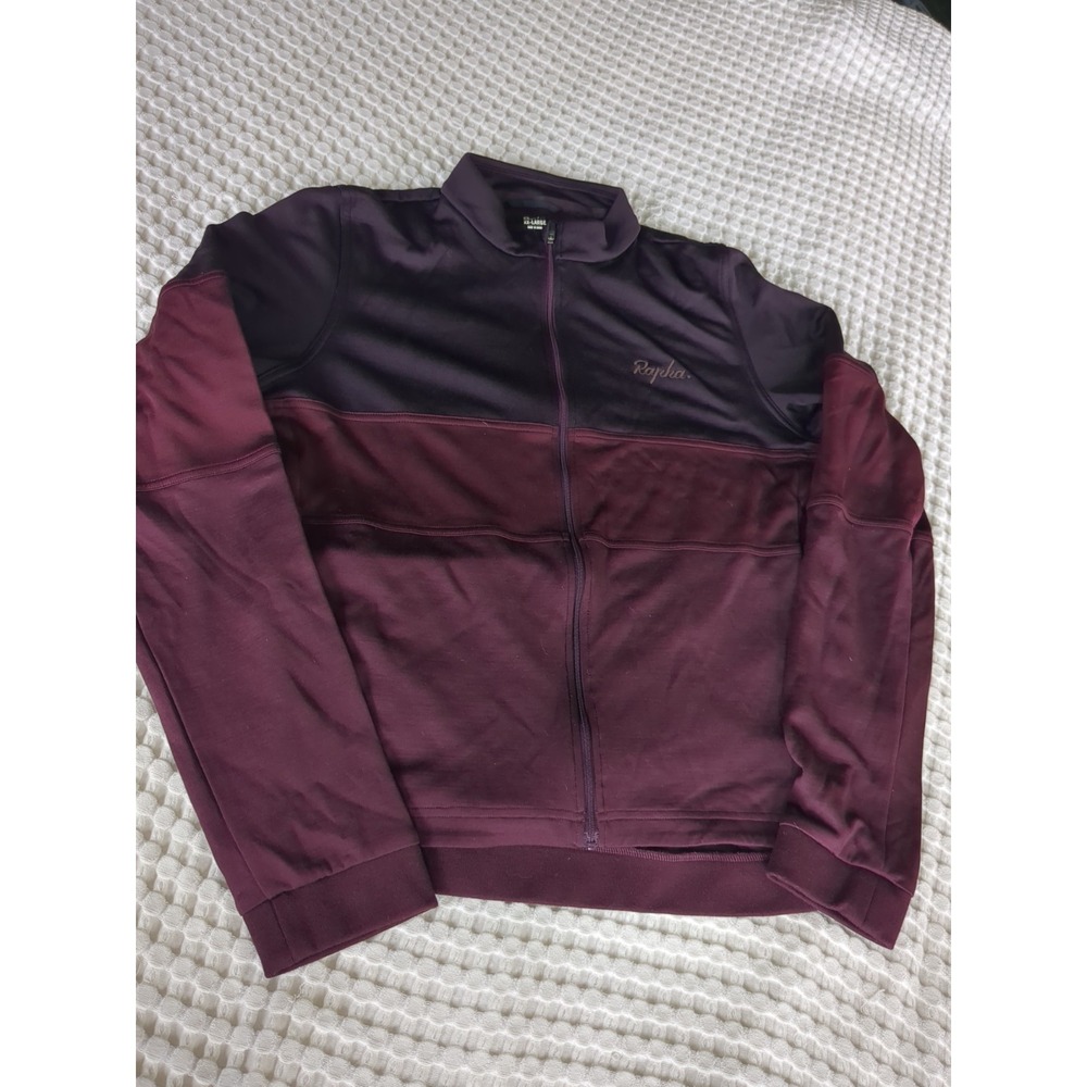 Rapha Long Sleeve Tricolour Jersey Burgundy Colorblock Full Zip Sz XXL Mens